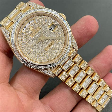 fully iced out rolex day date|iced out rolex for sale.